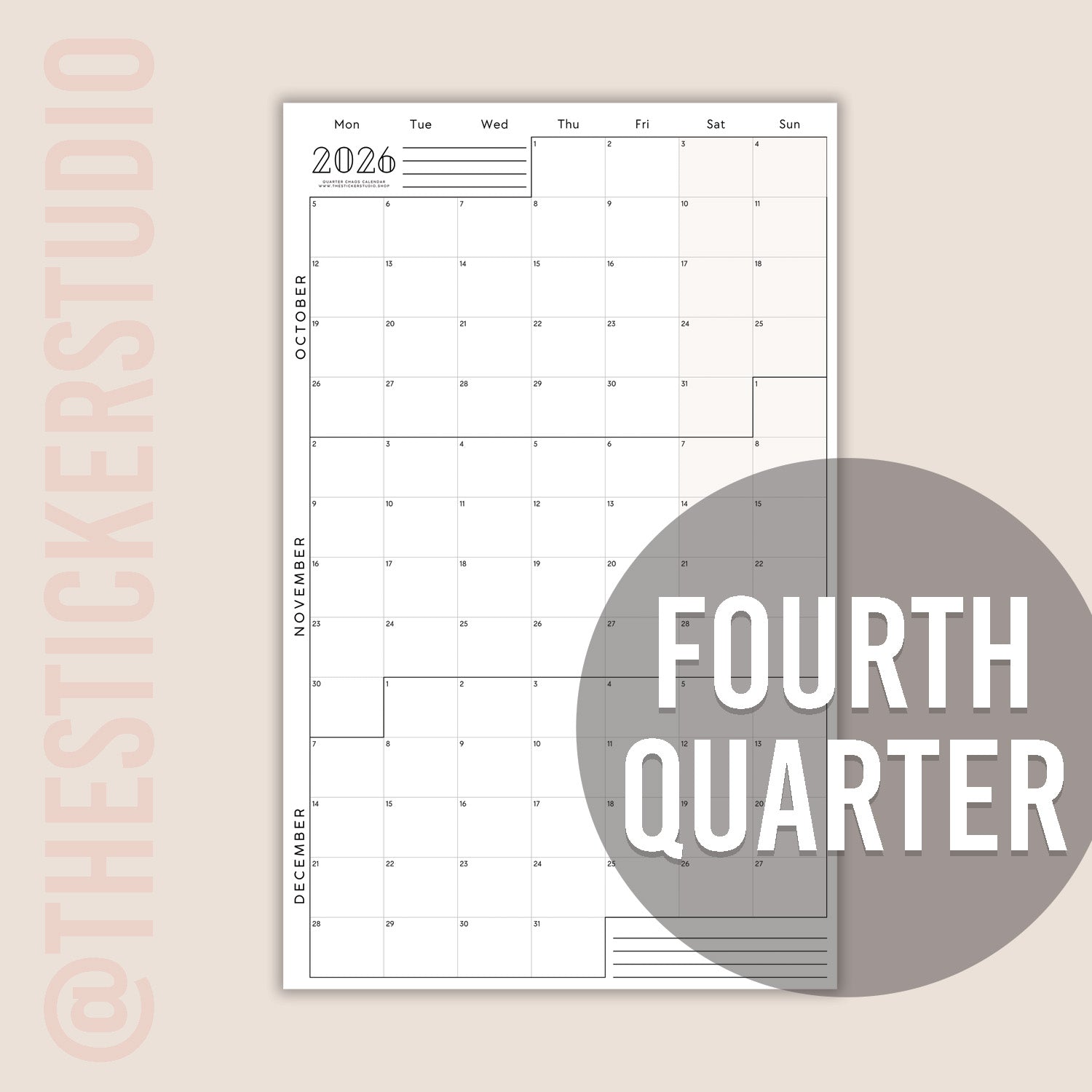 2026 Chaos Calendar • QUARTER CHAOS