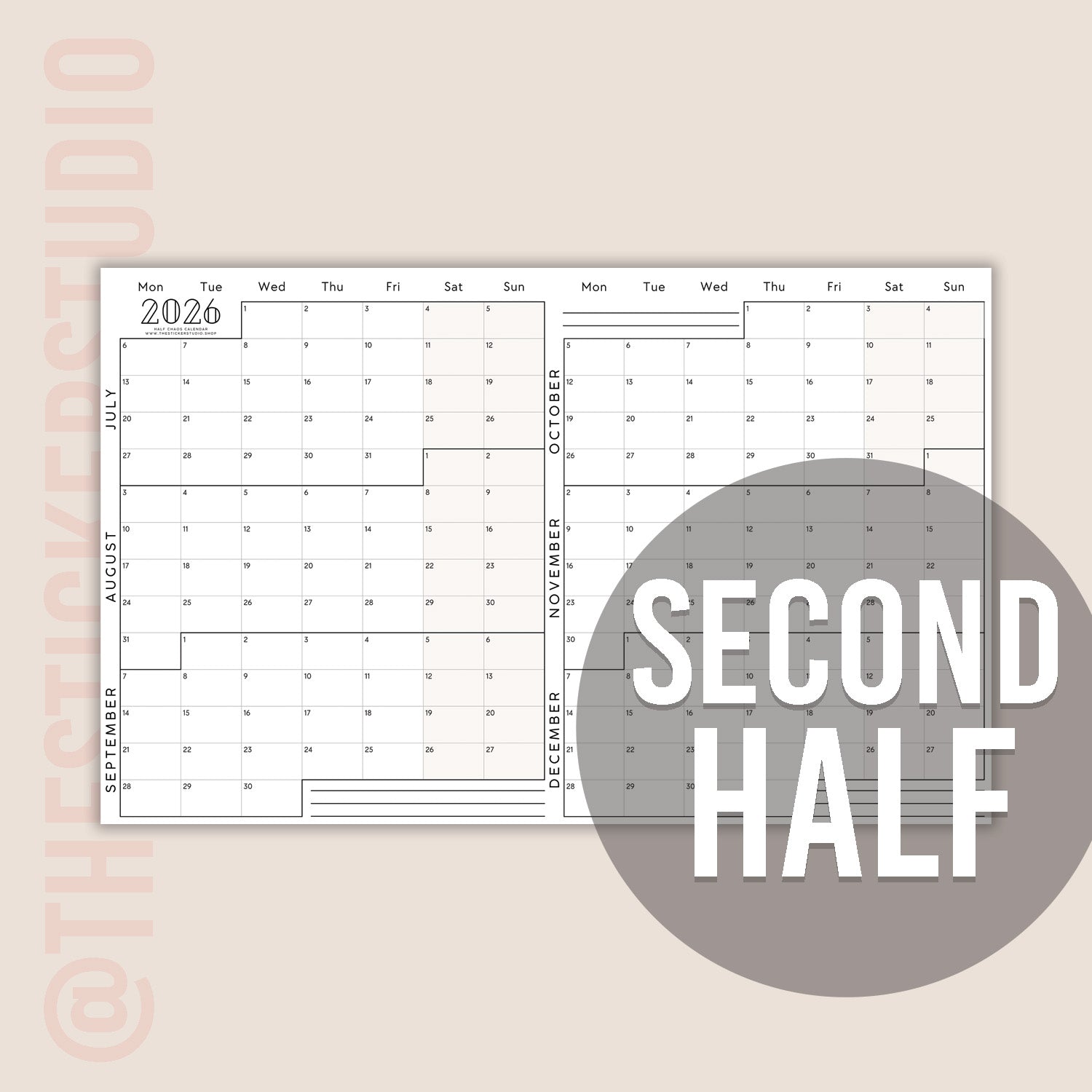 2026 Chaos Calendar • HALF CHAOS