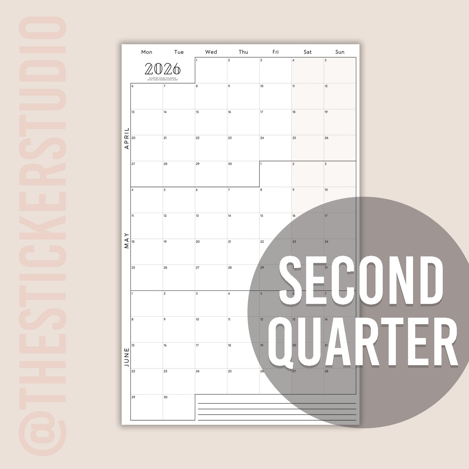 2026 Chaos Calendar • QUARTER CHAOS