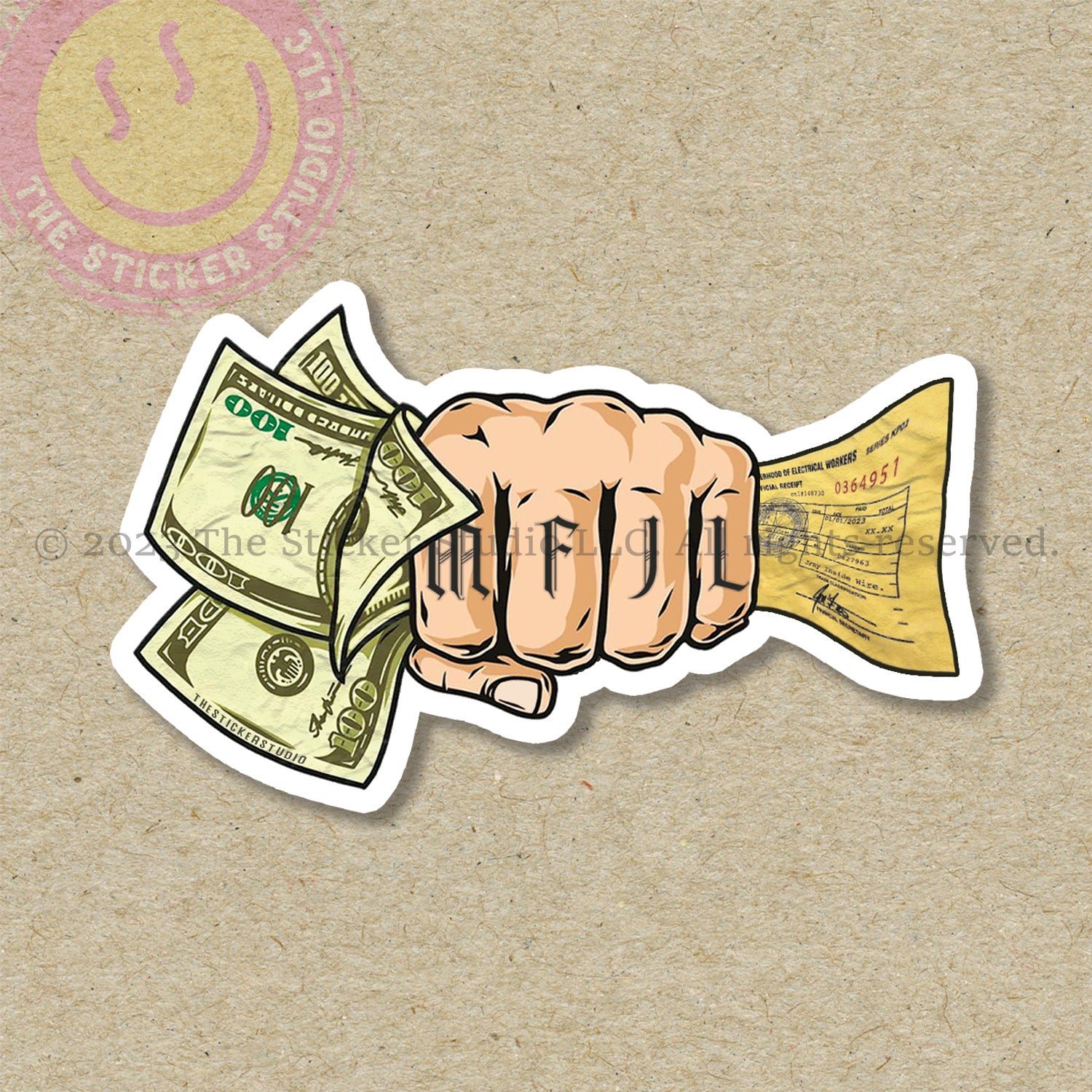 Blue Collar · MFJL Fist Holding Money & Ticket – The Sticker Studio LLC