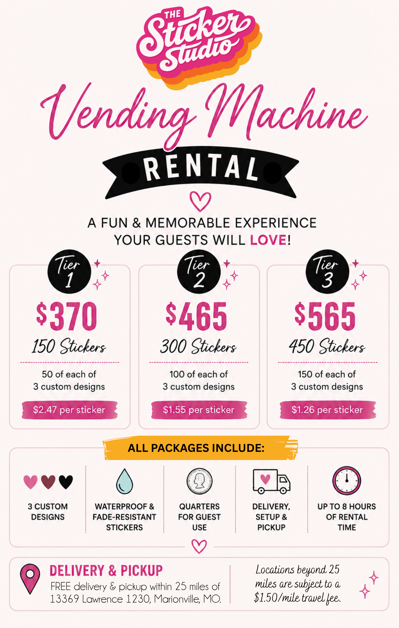 Sticker Vending Machine Rental