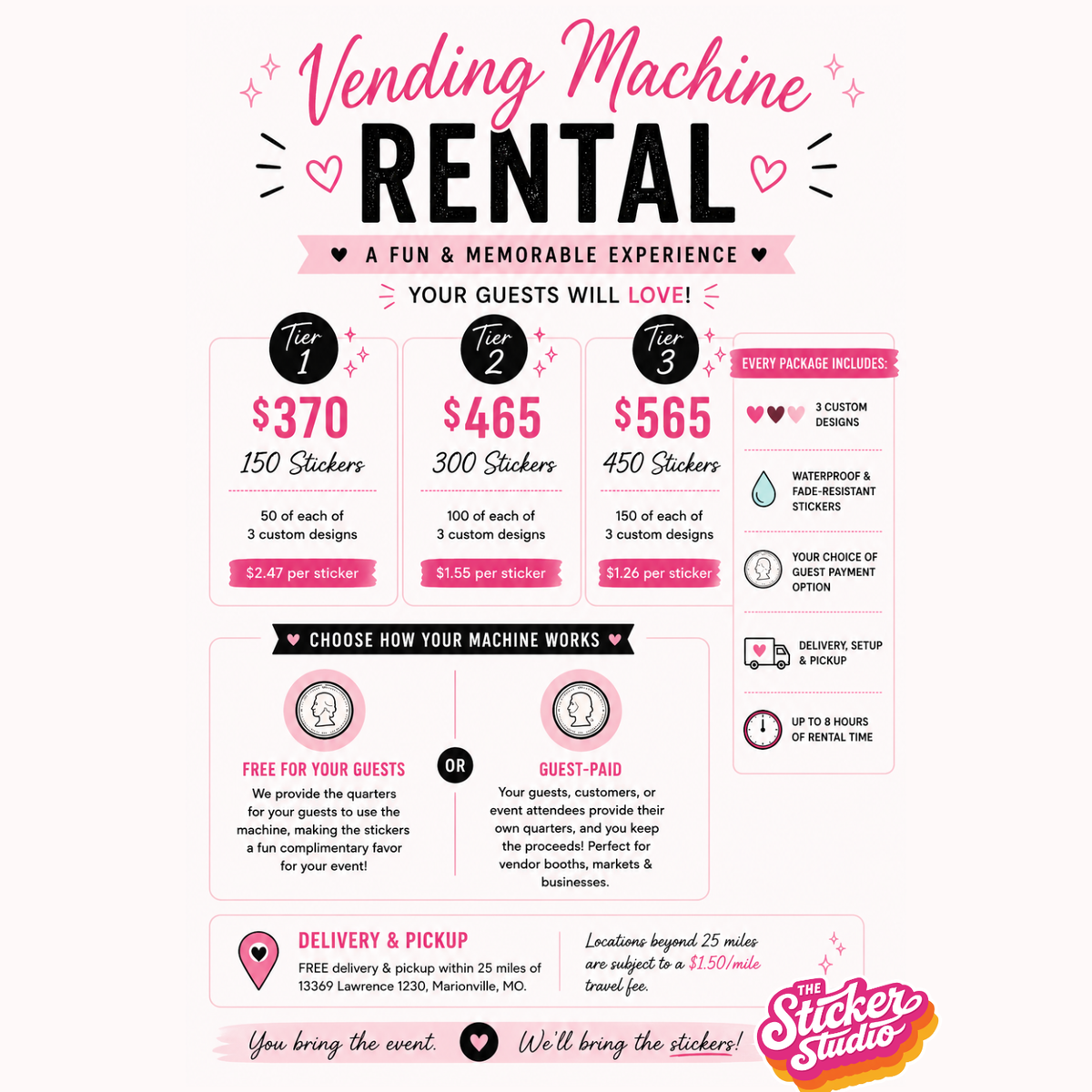 Sticker Vending Machine Rental